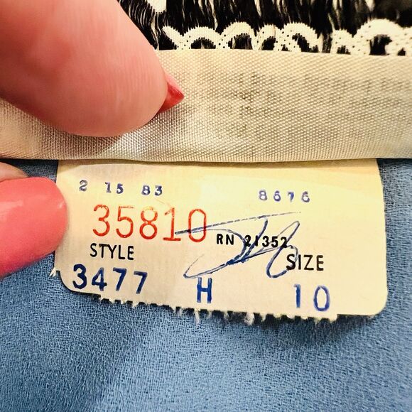 Vintage Miss Elliette Dress 10 Blue Chiffon Old Hollywood 60s Glam Modest - Picture 9 of 12